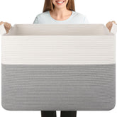 OIASKET XXXL blanket basket top view showing generous 108L storage for blankets
