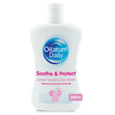 Oilatum Daily Junior Head To Toe Wash bottle demonstrates gentle cleansing for dry skin.
