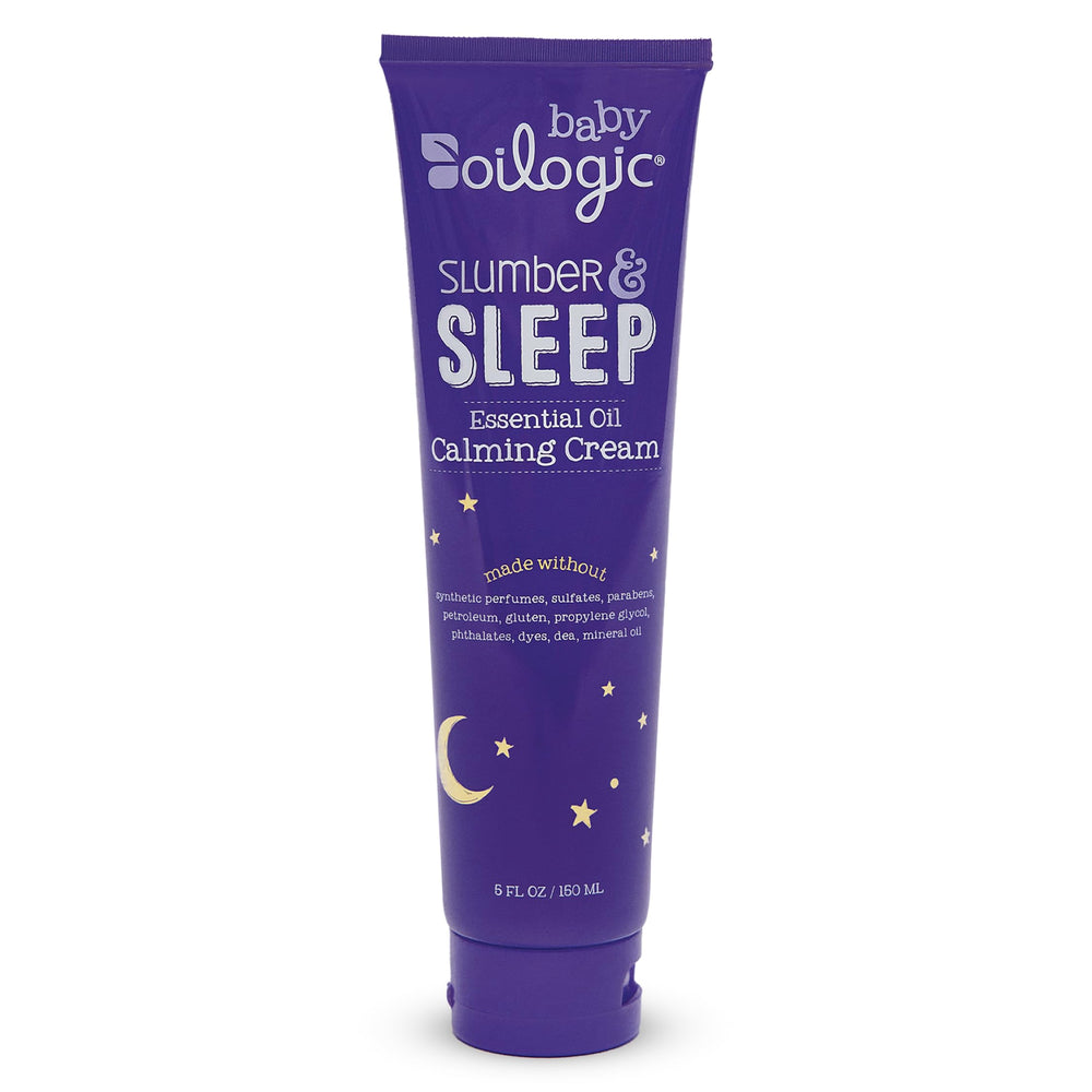 Oilogic Slumber & Sleep baby lotion bottle ready for bedtime moisturization.
