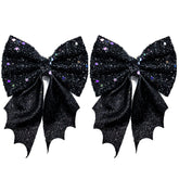 OIUUBBII bat hair bow clip glitter black for Halloween outfits add sparkle
