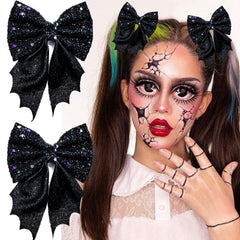 OIUUBBII bat hair bow clip glitter black secures hair without slipping