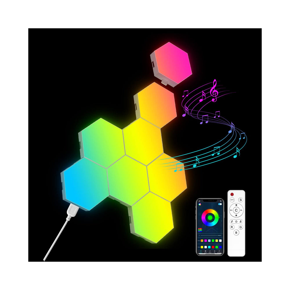 OJQ 8-pack hexagon lights wall RGB panel for vivid room decor and color customization