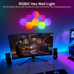 OJQ hexagon LED wall light synchronized with music for immersive room ambiance