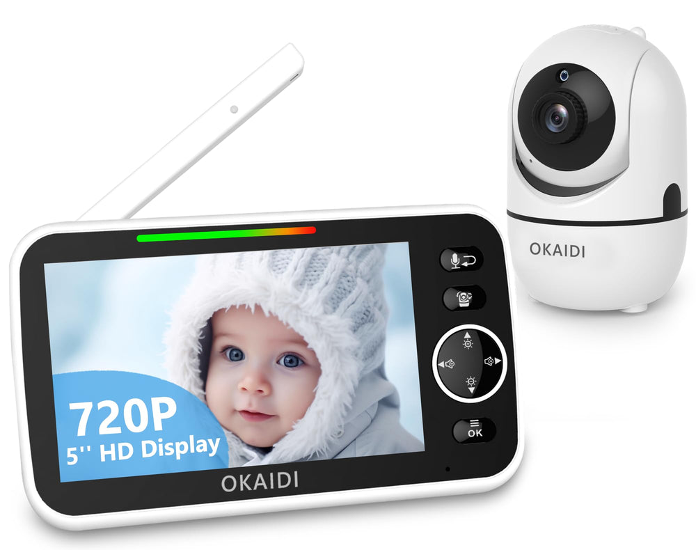 OKAIDI baby monitor with a 5-inch display delivers a clear view for quick checks.
