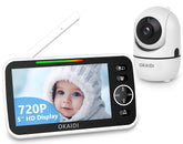 OKAIDI baby monitor with a 5-inch display delivers a clear view for quick checks.