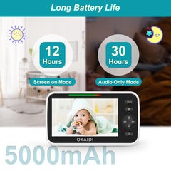 OKAIDI baby monitor night-vision view for dark rooms.