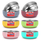 OKAY ORANGE weighted-base bowls reduce spills during meals