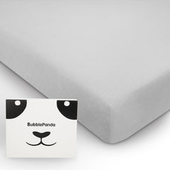 Okayinn BubblePanda crib sheet gray close-up shows buttery softness for baby comfort