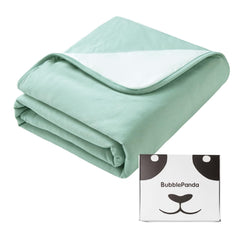 Okayinn BubblePanda green blanket close-up highlights buttery softness for silky baby skin.