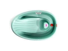 OKBABY Onda bath tub quick-drain feature enables fast water release