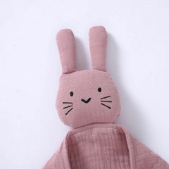 okdiy bunny lovey pink in baby hands for on-the-go comfort