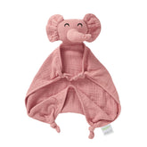okdiy elephant lovey with double-layer muslin offers soft breathable comfort for babies.