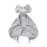 okdiy organic elephant lovey with soft muslin provides gentle nap-time comfort.