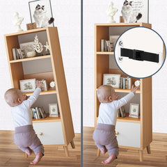 OKE furniture anchors close-up of adjustable buckle for easy release during cleaning.