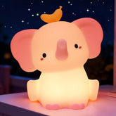 OkiyiD pink elephant night light glows softly for a cozy bedtime ambience.