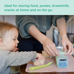 Olababy Clear Sense freezer-safe storage jars with portion markings.