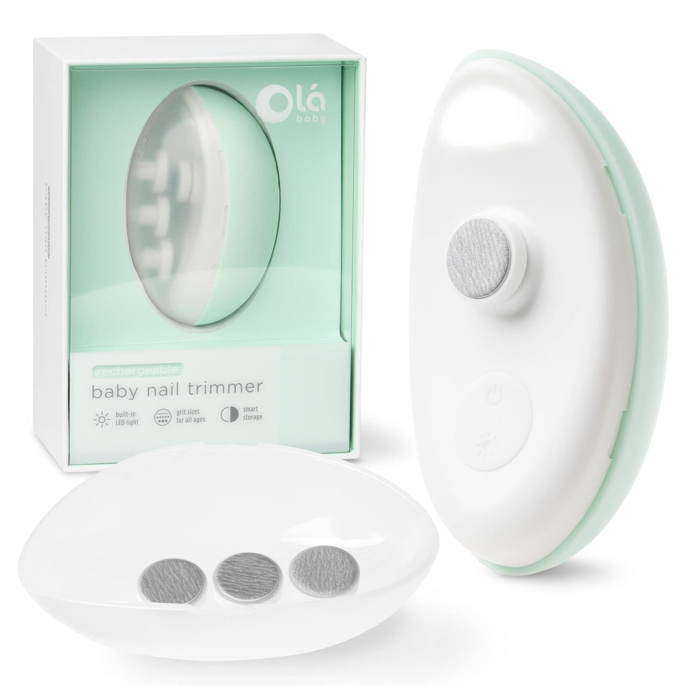 Olababy rechargeable nail trimmer with LED light enables precise baby nail trimming.