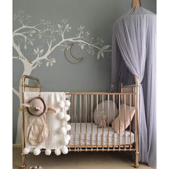 OldPAPA bed canopy closeup shows lightweight, soft mosquito-netting material