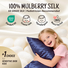 OLESILK hidden zipper detail demonstrates secure fit on a toddler pillow.