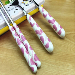 OLizee cow-pattern flatware chopsticks pair designed for portable, reusable dining anywhere.