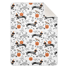 Ollabaky Halloween Dachshund Skeleton blanket closeup shows soft fabric for baby snuggling