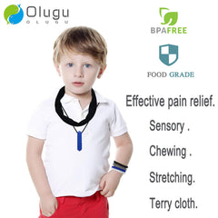 Olugu terry cloth textured chew necklaces for soothing chewing and stress relief
