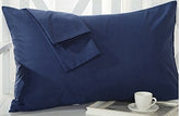 Om Bedding Collection travel pillowcase 12x16 navy with zipper keeps pillows secure during travel.