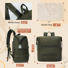 Omanmoli diaper backpack olive green insulated pockets preserve bottle temperature