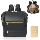 Omanmoli diaper bag backpack exterior faux leather highlights durable, premium design for daily use.