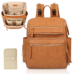 Omanmoli Diaper Bag Honey exterior showing durable faux leather for stylish, long-lasting use