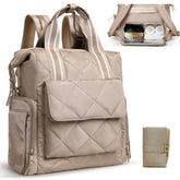 Omanmoli quilted diaper bag backpack front view for busy moms on the go