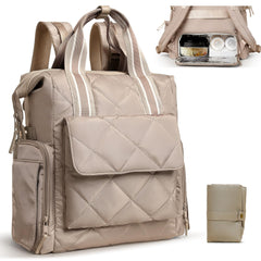Omanmoli quilted diaper bag backpack front view for busy moms on the go