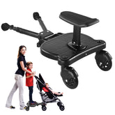 OmegaGym 2025 universal stroller-board connection shows quick Velcro setup for versatile stroller compatibility.