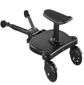 OmegaGym universal stroller board with Velcro connection enables quick secure setup on most strollers