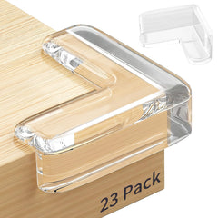 Omiliv corner protector on a clear edge protects kids during playtime.