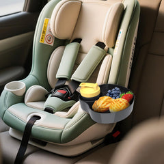 OMYPOTT travel tray in car setup shows quick installation for calmer rides