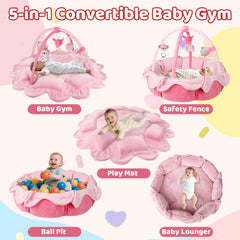 Omzer baby gym tummy time mat promotes early motor skills during tummy time.