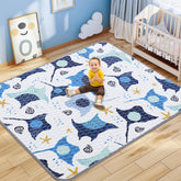 Omzer baby play mat 71x79 inches showcasing soft foam padding for comfortable crawling sessions.