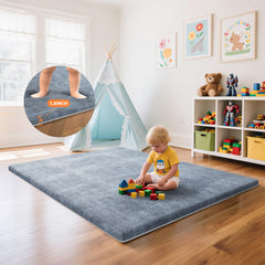 Omzer Baby Play Mat foam closeup shows plush comfort for soft landings and tummy time.