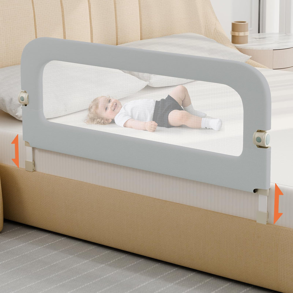 omzer bed guard rail 59inch folding design keeps bedside space clear for bedtime routines
