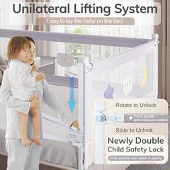 omzer adjustable-height bed rail lever demonstrating 24-level height adjustments
