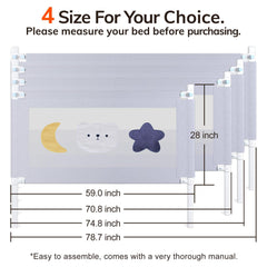 Omzer bed rail showing side-lift fold design for easy bedtime access.