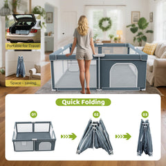 Omzer foldable baby playpen mesh design provides 360-degree visibility for supervision