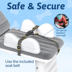 Omzer inflatable toddler airplane bed raised guardrails prevent accidental falls in flight.
