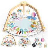 Omzer wooden baby play gym frame with sturdy natural wood for safe play.