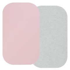 Onacosht bassinet sheet pink and light grey keeps baby comfortable during naps.