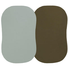 Onacosht bassinet sheets folded showing soft organic cotton and 2-pack value