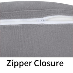 Onacosht nursing pillow cover gray back-opening view shows easy on/off.
