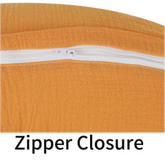 Onacosht muslin nursing pillow cover hidden zipper closure ensures baby safety with fabric-covered edge.