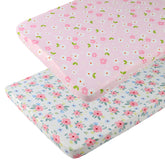 Onacosht pack n play sheet with floral pink design, soft on delicate baby skin.
